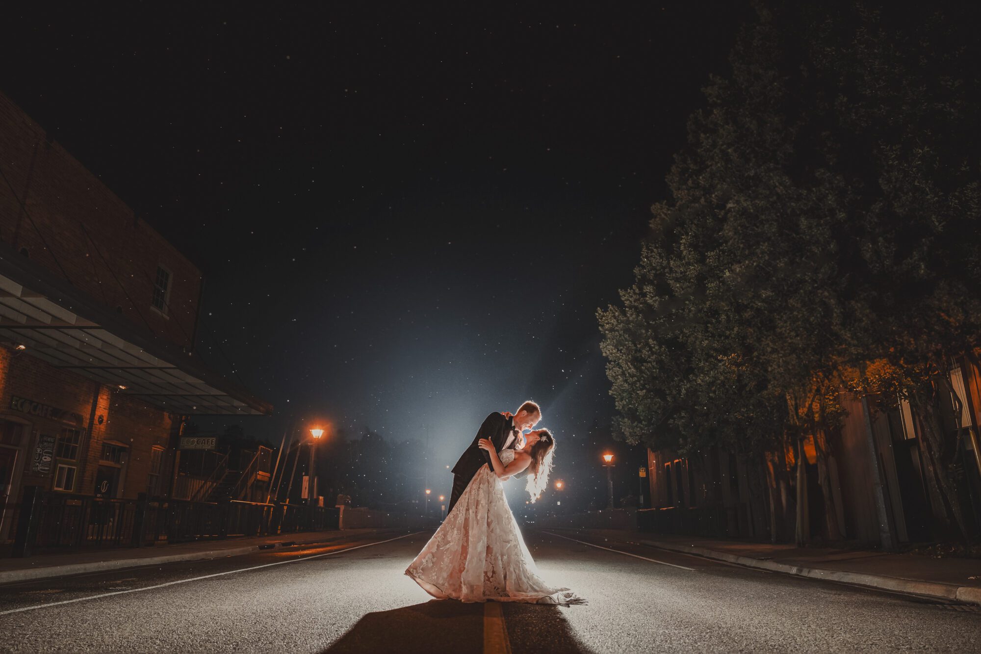 Night street shot in St. Jacobs